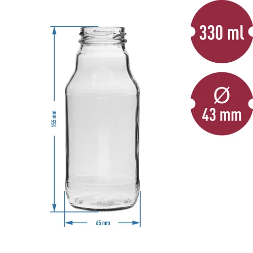TO flaske til juice 330 ml med låg fi 43 - 6 stk. - 4