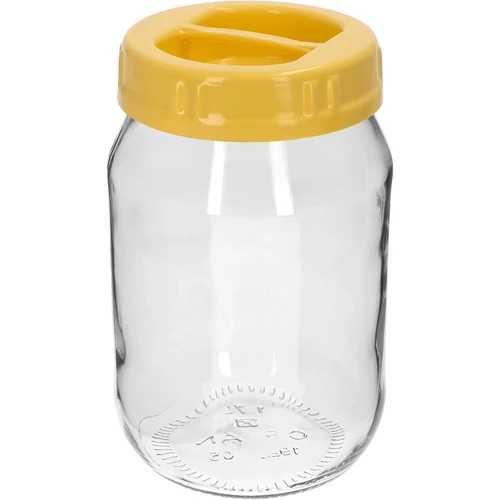 Twist-off-glas 1,7 L med gult plastlåg med hank, Ø 100 mm, 1 stk.