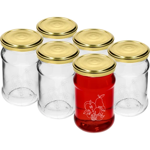 TO krukke 300ml med tryk - mix af frugter og låg fi66/4 - 6 stk.  - 1 