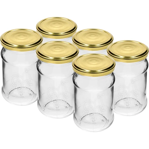 TO krukke 300ml med tryk - mix af frugter og låg fi66/4 - 6 stk. - 2