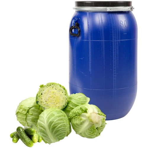 Tønde til kål, agurker 80 L, blå med bånd - 4