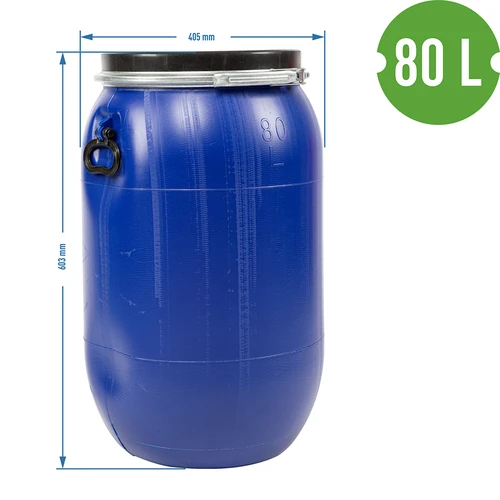 Tønde til kål, agurker 80 L, blå med bånd - 12