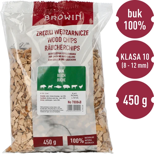 Træflis til røgning/grillning, bøg, 450 g, kl.10 - 3
