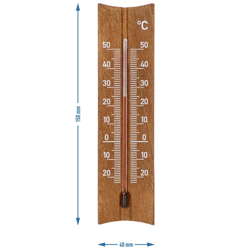 Trærumtermometer (-20 til +50°C), mørkebrun, 15cm - 5