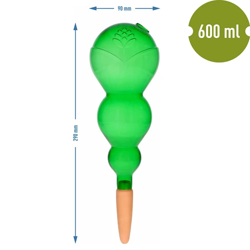 Tredobbelt vandingskugle (trekammer), gennemsigtig grøn med keramisk fod, 600ml - 5