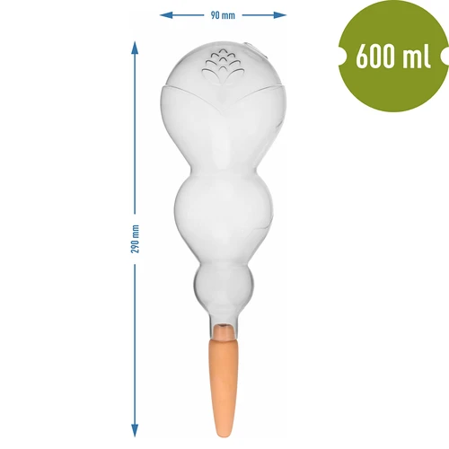 Tredobbelt vandingskugle (trekammer), gennemsigtig klar, med keramisk fod, 600 ml - 5
