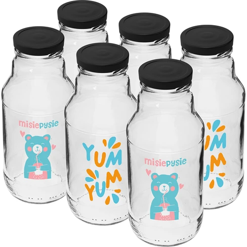 Twist off flaske 330 ml med skruelåg fi43 og farvet tryk - 6 stk. - 2