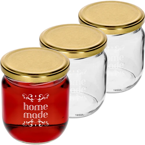 Twist-off krukke 425ml med tryk 'Home Made' og låg, 3 stk.  - 1 