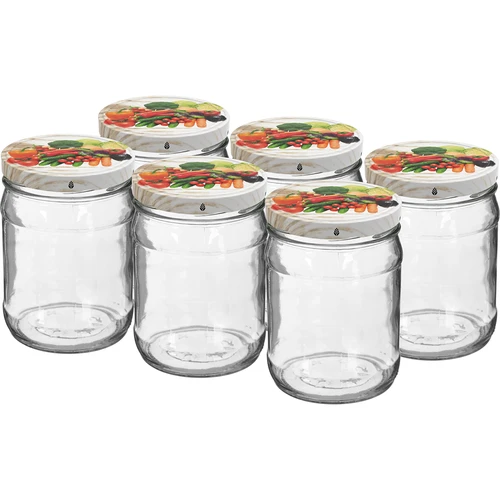 Twist-off krukke 500 ml med farverigt låg fi82/6 - 6 stk.  - 1 