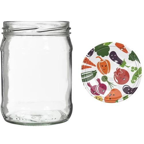 Twist-off krukke 500 ml med farverigt låg fi82/6 - 6 stk. - 5