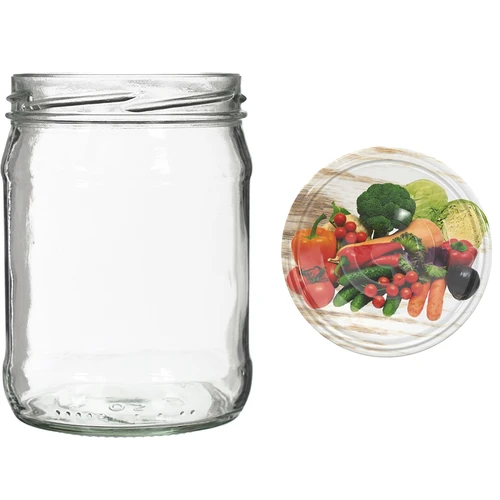 Twist-off krukke 500 ml med farverigt låg fi82/6 - 6 stk. - 9