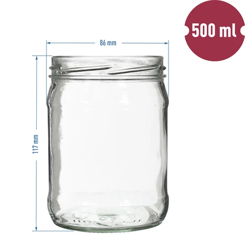 Twist-off krukke 500 ml med farverigt låg fi82/6 - 6 stk. - 2