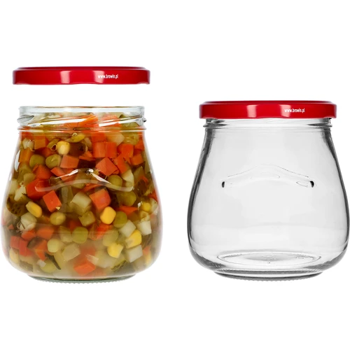 Twist-off krukke 500ml "Omvendt Amfora" med bordeaux låg fi 82/6, 6 stk. - 6