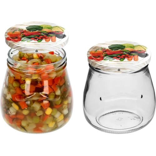 Twist-off krukke 500ml "Omvendt Amfora" med farvet låg fi 82/6, 6 styk. - 6