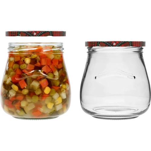 Twist-off krukke 500ml "Omvendt Amfora" med farvet låg fi 82/6, 6 styk. - 7