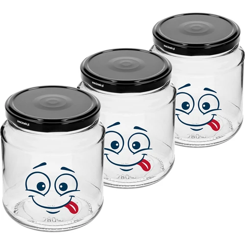 Twist-off krukke 580ml med tryk Smiley og låg fi 82/6 - 3 stk. - 2