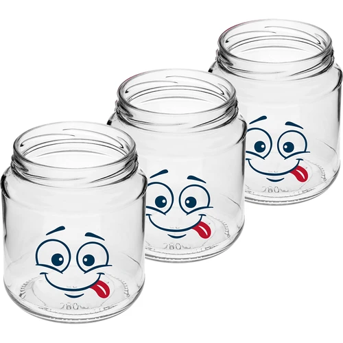 Twist-off krukke 580ml med tryk Smiley og låg fi 82/6 - 3 stk. - 3