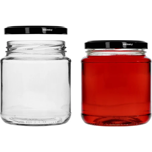 Twist-off krukke, tyk 580ml med sort låg fi 82/6, 6 stk. - 3