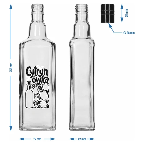 Tynktura-flaske 500 ml med trykket „Cytrynówka” og skruelåg - 5