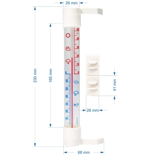 Udendørs termometer med transparent skala (-70°C til +50°C) 23cm mix - 2