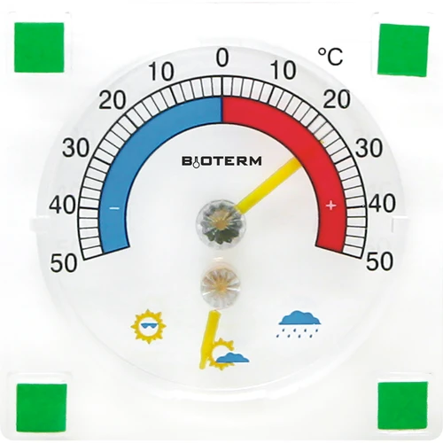Universal termometer med hygrometer transparent, selvklæbende (-50°C til +50°C)  - 1 