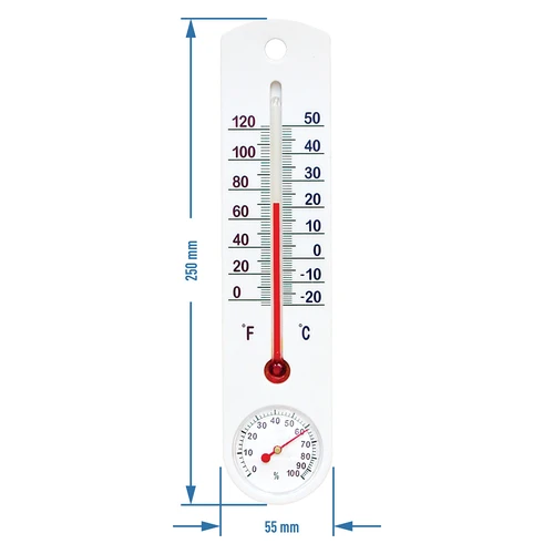 Universelt hvidt termometer med hygrometer (-20°C til +50°C) 25cm - 2
