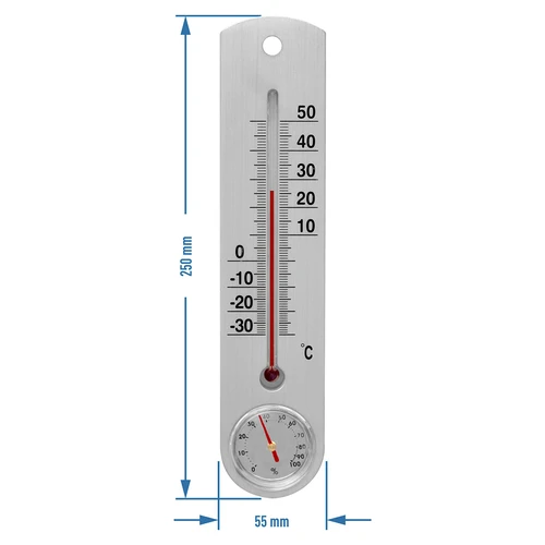 Universelt sølvtermometer med hygrometer (-30°C til +50°C) 25cm - 2