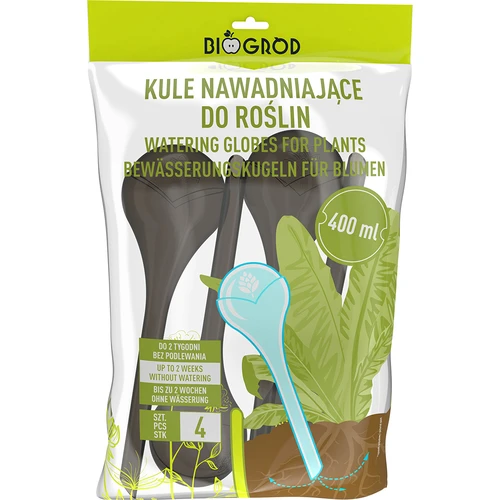 Vandingskugler til planter, sorte gennemsigtige, 400 ml, 4 stk. - 3