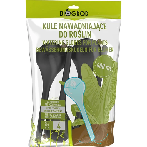 Vandingskugler til planter, sorte matte, med prop, 400ml, 4 stk. - 4