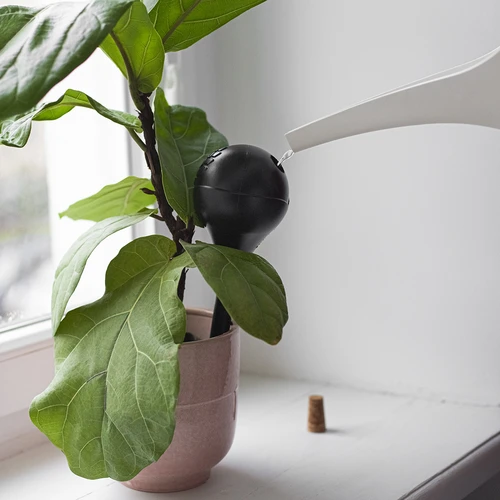 Vandingskugler til planter, sorte matte, med prop, 400ml, 4 stk. - 12