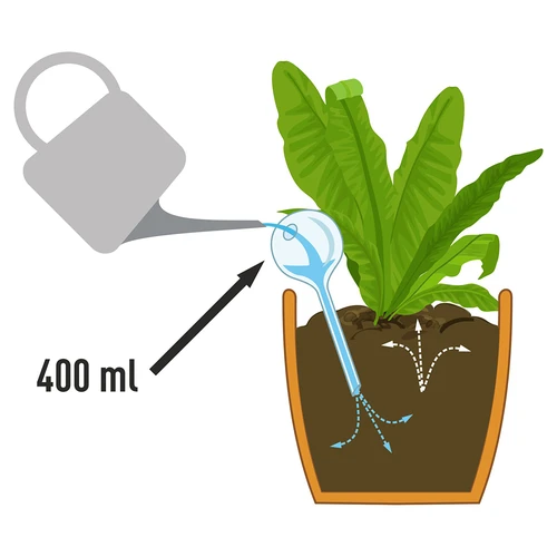 Vandingskugler til planter, sorte matte, med prop, 400ml, 4 stk. - 5