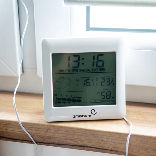 Vejrstation – elektronisk, baggrundsbelyst, sonde, hvid - 8