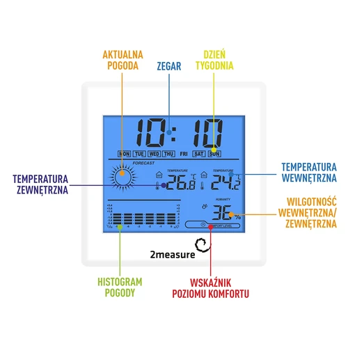 Vejrstation – elektronisk, baggrundsbelyst, sonde, hvid - 5
