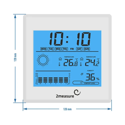 Vejrstation – elektronisk, baggrundsbelyst, sonde, hvid - 7