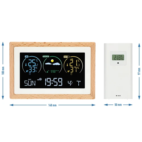 Vejrstation (RCC,DCF) - elektronisk, trådløs, oplyst, sensor, hvid - 14