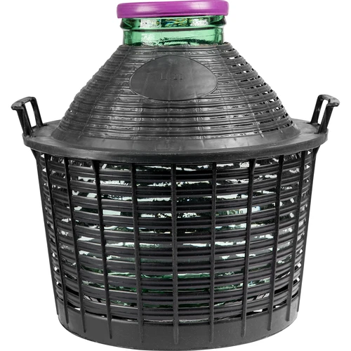 Vinballon 20 L med bred hals i plastikkurv  - 1 