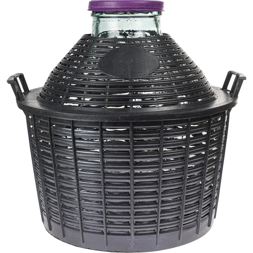 Vinballon 25 L med bred hals i plastikkurv  - 1 