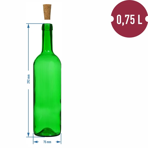 Vinflaske 0,75 L grøn - pakke med 8 stk. - 6