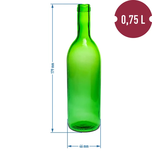 Vinflaske 0,75L med propper og hætter - 12 stk. - 6