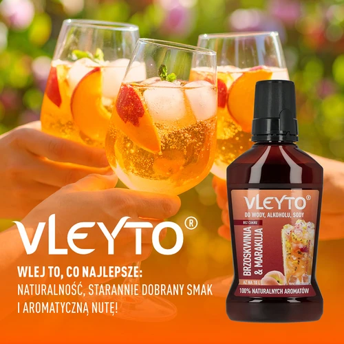 VLEYTO Fersken & Passionsfrugt – smagsessens med naturlige aromaer, 250 ml - 6