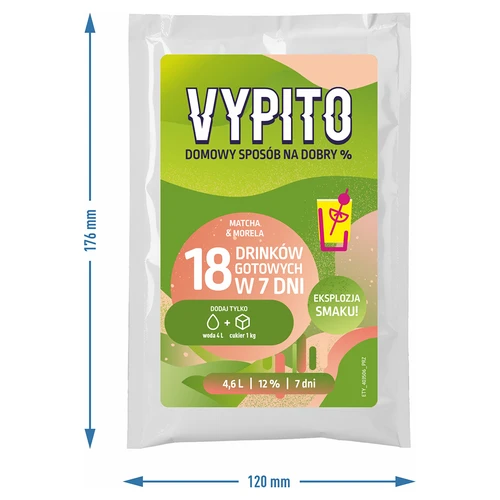 VYPITO 12 %, pose til 18 drinks - Matcha-abrikos, 126 g - 4