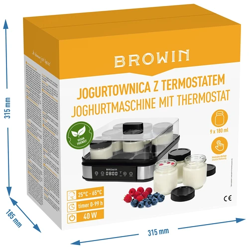 Yoghurtmaskine med termostat, 9 glas, 1,6 L - 12