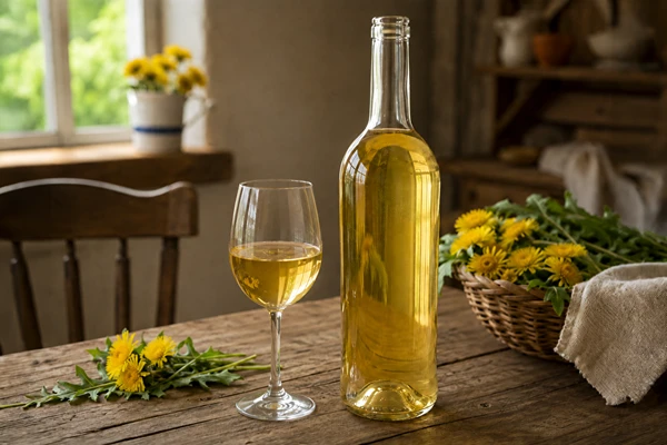 Hjemmelavet vin af mælkebøtte